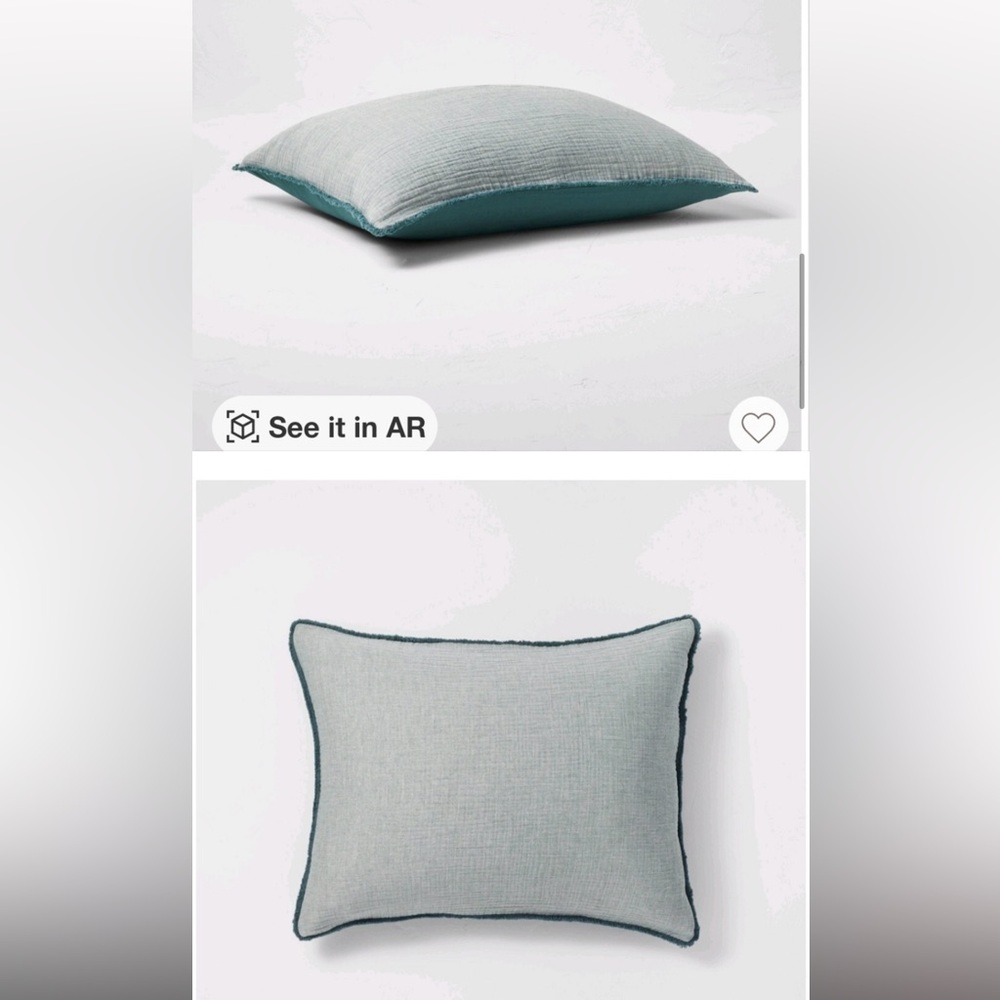 Set Casaluna King textured chambray cotton pillow dark teal
